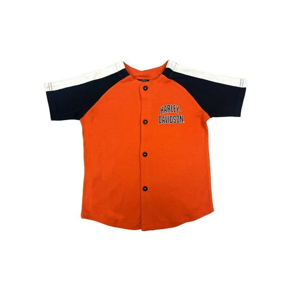 Harley-Davidson Big Boys' H-D Striped Sleeve Baseball Tee, Orange/Black (12/14), Harley Davidson