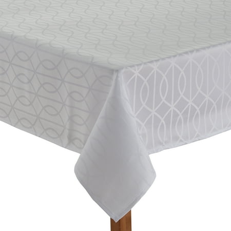 

Teflon Branson Treated Jacquard Tablecloth 52 x 70 Inch White
