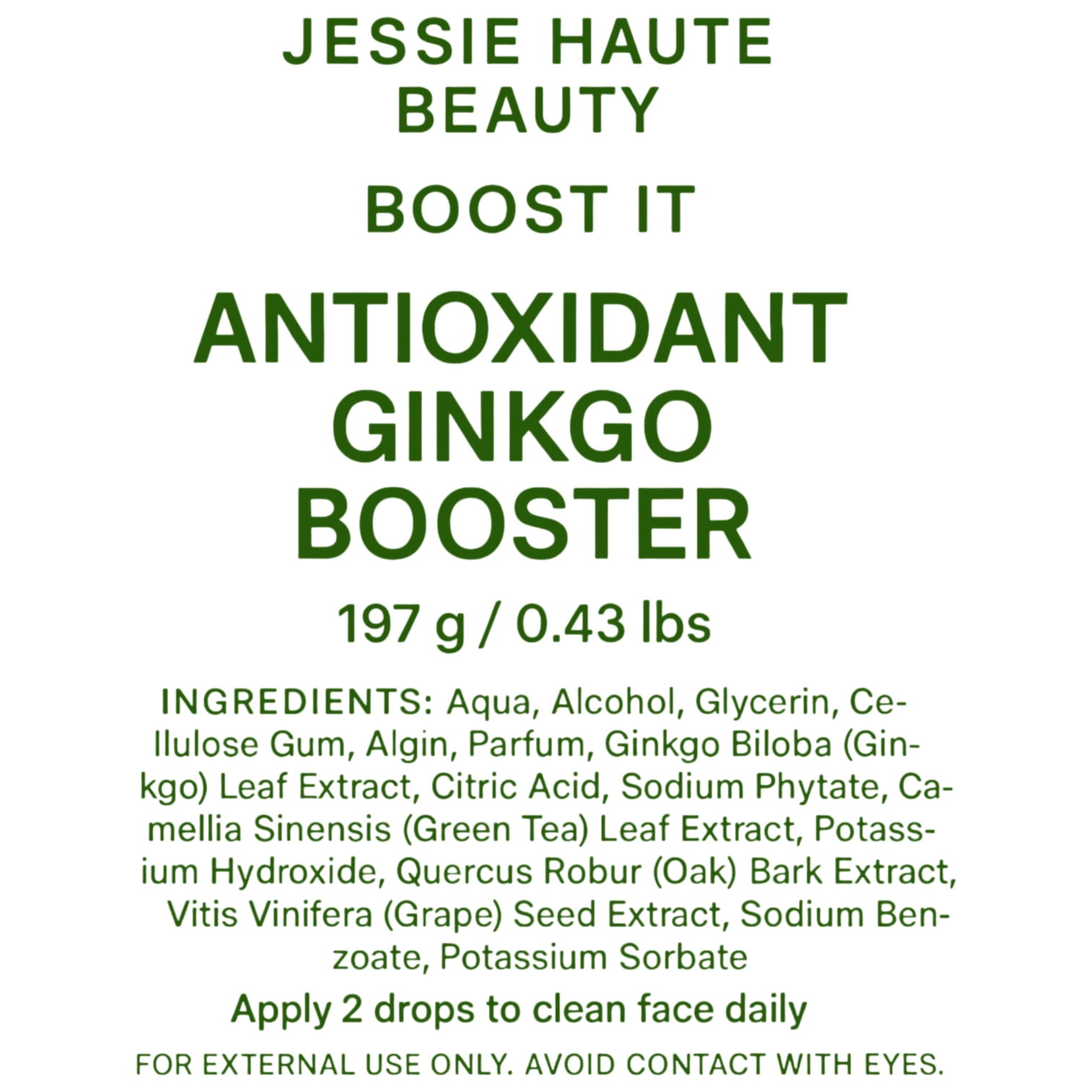 Antioxidant Ginkgo Booster Serum - ECOCERT Organic Anti-Aging Face Treatment