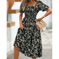 thumbnail image 4 of EASYBRAUS Women Floral Square Neck Puff Sleeve A Line Summer Dress Casual Midi Dress, 4 of 8