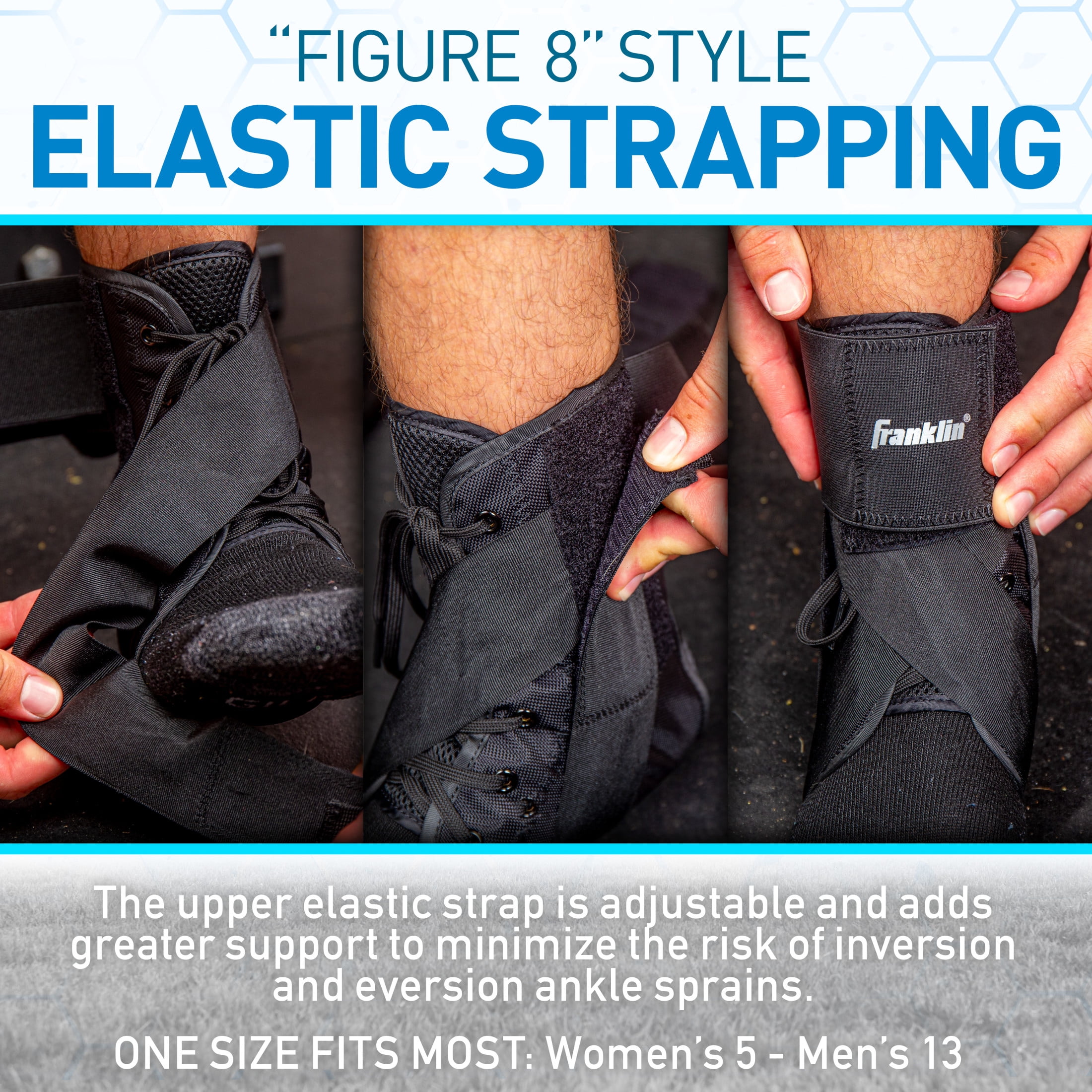 Franklin Sports Ankle Brace - Adjustable Ankle Support Stabilizer - Compression Support for Ankle Sprains and Pain - Athletic Ankle Brace - One Size