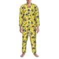 thumbnail image 3 of Honeii Honeybee Pattern Mens Pajamas Set,2pcs Men's Lounge Long Sleeve Sleep Shirt and Pajama Bottoms Sleepwear Set,Mens Pjs Sets-X-Large, 3 of 7