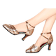 thumbnail image 2 of Zapatos de baile latino de cuero con purpurina para mujer, punta cerrada, suela suave, zapato moderno para Salsa, zapatos de baile de salón de Tango, tacón de 3/5/7cm, 2 of 5