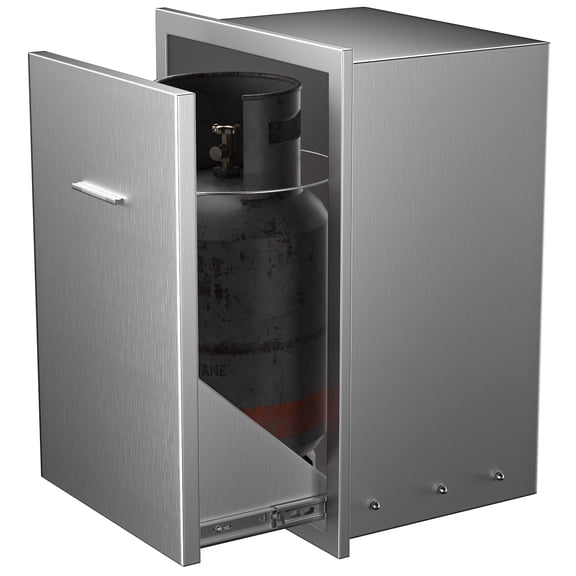 HOHYN Outdoor Kitchen Storage Drawer 19.7"W x 29"H x 15.7"D - 304 Stainless Steel Multifunctional Trash/Propane Canister Organizer with Quiet Sliding Rails for BBQ Island