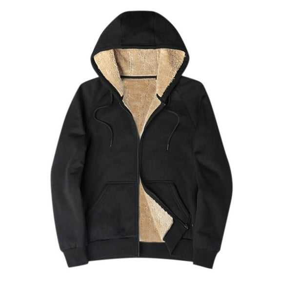 Caqnni Men's Plus Size Zip Up Thermal Lined Hoodie Long Sleeve Hooded Sweatshirt Tops (C,4XL)