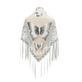thumbnail image 1 of YOUSNH Ladies Fashion Solid Color Scarf with Fringe Hollowed Lace Butterfly Embroidered Triangle Cape Shawls and Wraps for Evening Dresses White One Size, 1 of 5