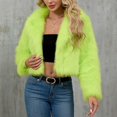 thumbnail image 2 of Women's Faux Fur Cropped Jacket Long Sleeve Open Front Lapel Winter Jacket Shaggy Warm Short Outerwear Fall Clothes, 2 of 7
