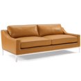 thumbnail image 3 of Maklaine Stainless Steel & Leather Sofa and Loveseat Set in Tan, 3 of 6