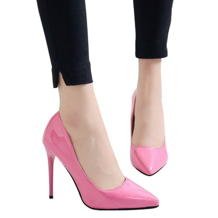 

Woobling Womens Dress Shoes Slip On High Heels Stiletto Pumps Formal Fashion Pointed Toe Comfort Pink 8