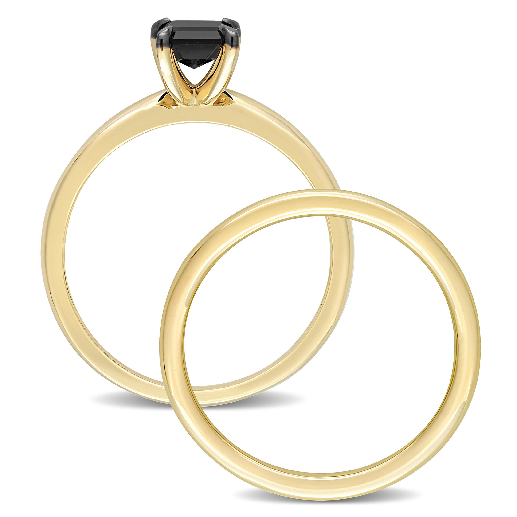 Everly Women's Diamond Emerald 14k Yellow Gold Bridal Set