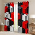 thumbnail image 4 of jejeloiu 3D Geometric Plaid Curtains Pack of 2 (42x84 Each),Abstract Checkered Curtains Blackout,Red Gray Black Bedroom Curtains For Girls Boys,Super Cozy Room Decor, 4 of 6