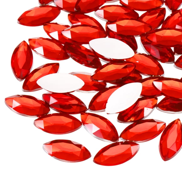 Uxcell 30Pcs Acrylic Horse Eye Gems 12x25mm Flat Back Artificial Rhinestones Red