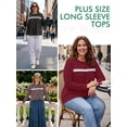 thumbnail image 4 of SHOWMALL Women's Plus Size Floral Top, Long Sleeve Lace Crew Neck Boho Tunic Blouse, Casual Retro Print Shirt, Retro Floral, 3X, 4 of 10