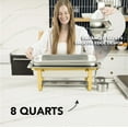 thumbnail image 2 of Alpha Living 4 Pack 8QT Chafing Dish Full Set – Stainless Steel Catering Chafer with Lids, Pans & Fuel Holders – Buffet Food Warmers for Parties, Events & Weddings – Gold Frame, 2 of 6