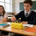 thumbnail image 6 of Summer Saving!Back_to_School Supplies Under $5 dollars!Special Pencil Case Pouch, High-valueCandy-colored Pencil Case SoftStationery Storage Bag Large Zipper Cosmetics Storage Bag, Yellow, 6 of 7