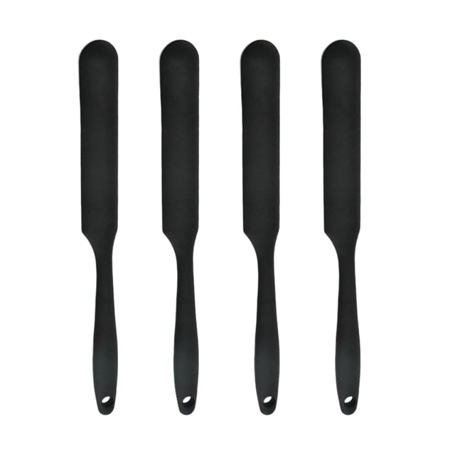 4 espátulas de silicona multifunción para hornear pasteles, cortadores y utensilios de cocina para hornear mantequilla, pasteles, cremas y repostería (negro)