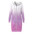 thumbnail image 4 of Lindreshi Womens Fall Fashion Jackets with Hood Women's Gradient Loose Long Sleeve Hoodie Sweater Top Long Coat, 4 of 5