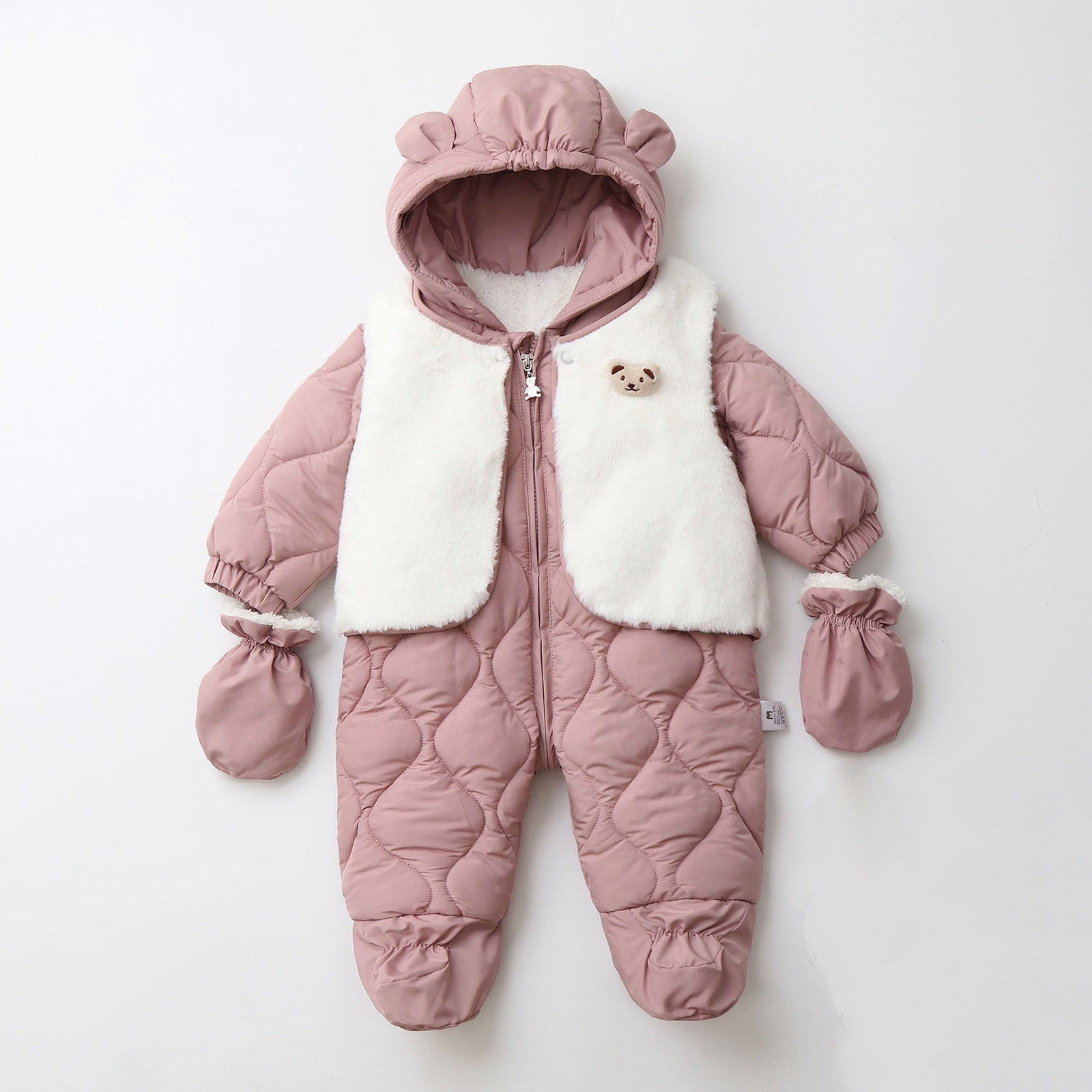 RMGVDSD Infant Baby Winter Snowsuit Coat Romper Thermal Insulated Soft Hooded Footed Onesie Outwear Warm Jumpsuit Bodysuit For Girl Boy Leisure Sports Wear 1-2 Years