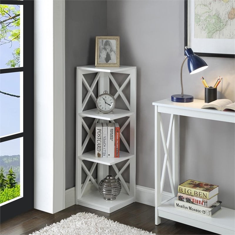 Pemberly Row 3 Shelf Corner Bookcase in White