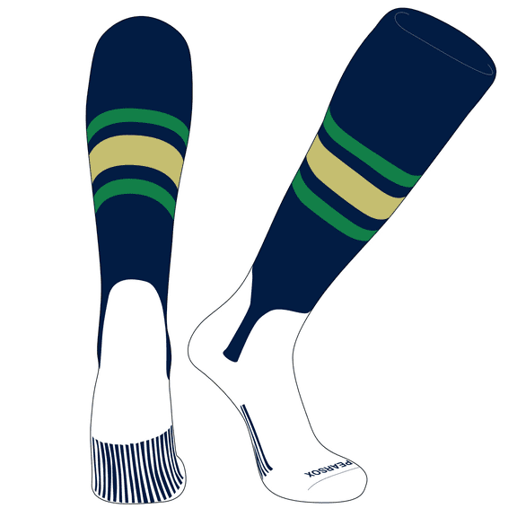 PEAR SOX OTC Baseball Softball Stirrup Socks (B, 5in) Navy, Kelly Green, Vegas Gold (XS)