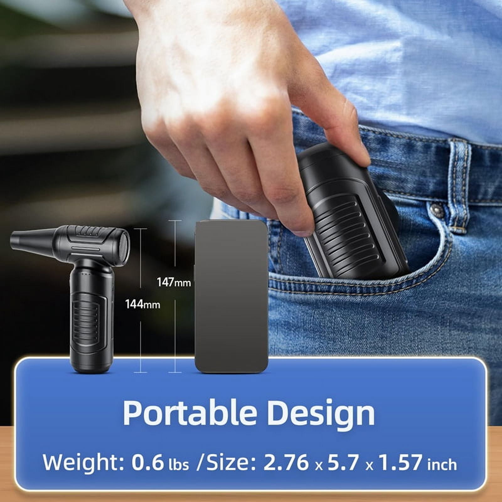Compressed Air Duster, 180000RPM High-Speed 3 Gear Electric Air Duster, Cordless Air Blower Portable Jet Dry Blower