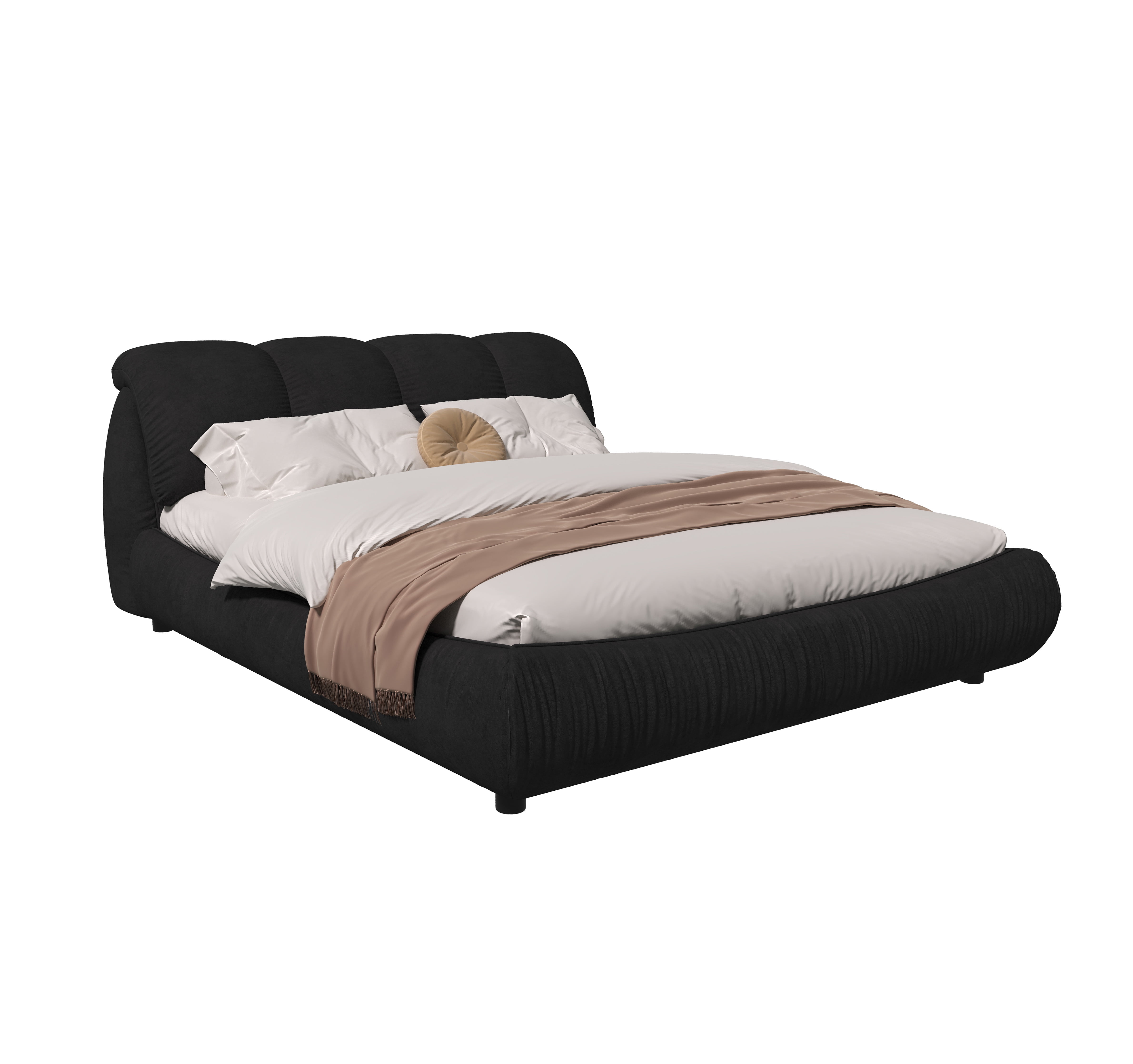 Soft Queen Bed Frame With Headboard,Upholstered Platform Bed Frame With Oversized Padded Backrest And Solid Wood Frame For Bedroom,Apartment Room,Black