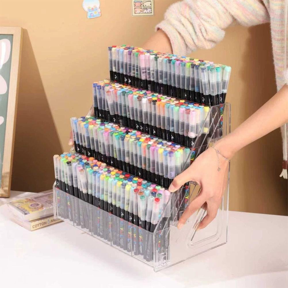 Acrylic Desk Organizer – 5 Tier Vertical Storage for Pens, Markers, Art Supplies & Office Accessories, Clear Desk Storage Solution for Home, Office