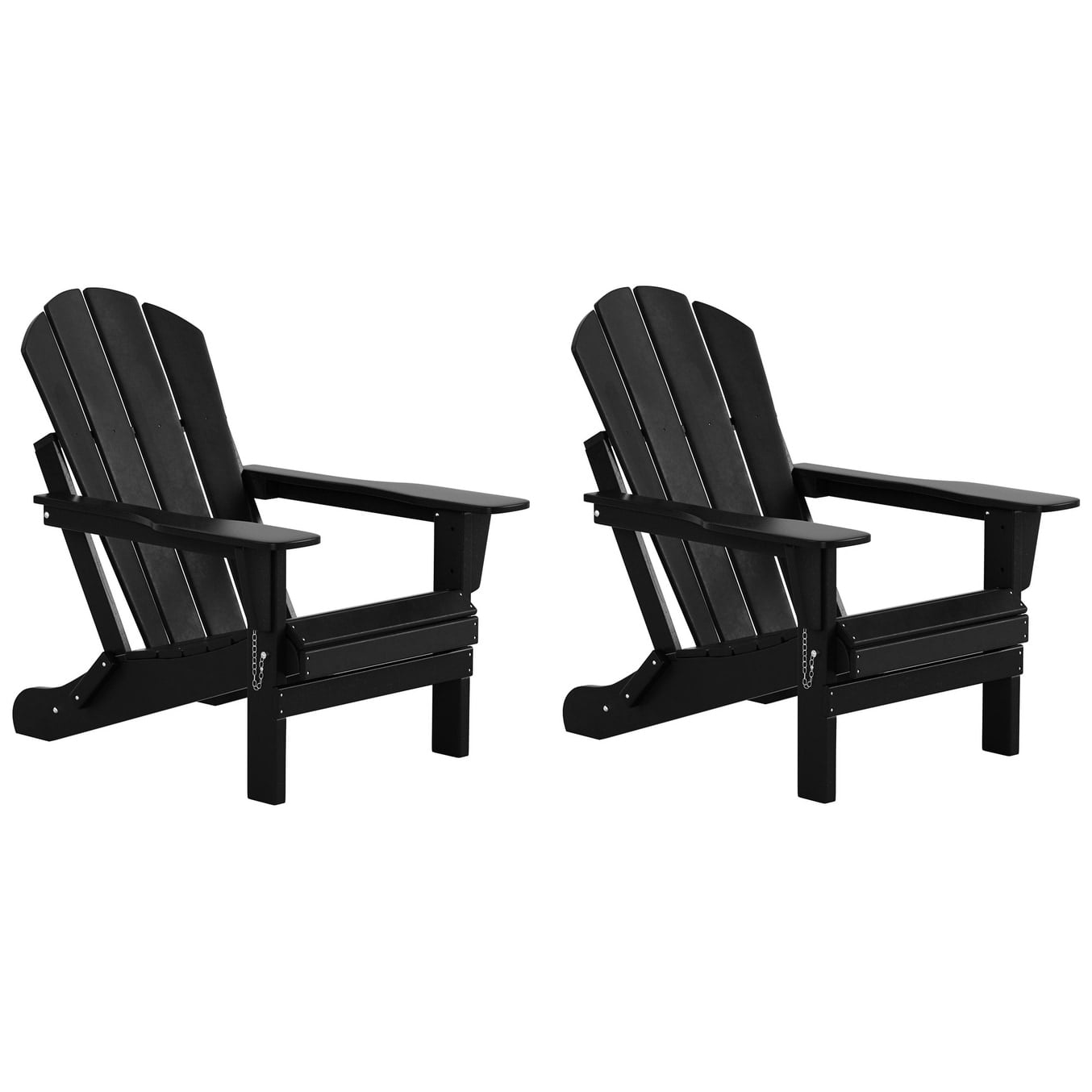 Polytrends  Laguna Hdpe All Weather Outdoor Patio Foldable Adirondack Chairs Conversation Set (3-Piece Set) Black
