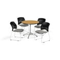 thumbnail image 3 of OFM Multi-Use Break Room Package, 36" Round Table with Stars Stack Chairs, Oak Finish with Chrome-Plated Steel Base and Plum Seats (PKG-BRK-167), 3 of 5