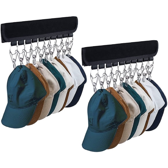 Hat Rack for Baseball Caps Hat, Organizer Holder for Hanger & Room Closet Display, 1Pack 10 Hat Storage Clips (Black)