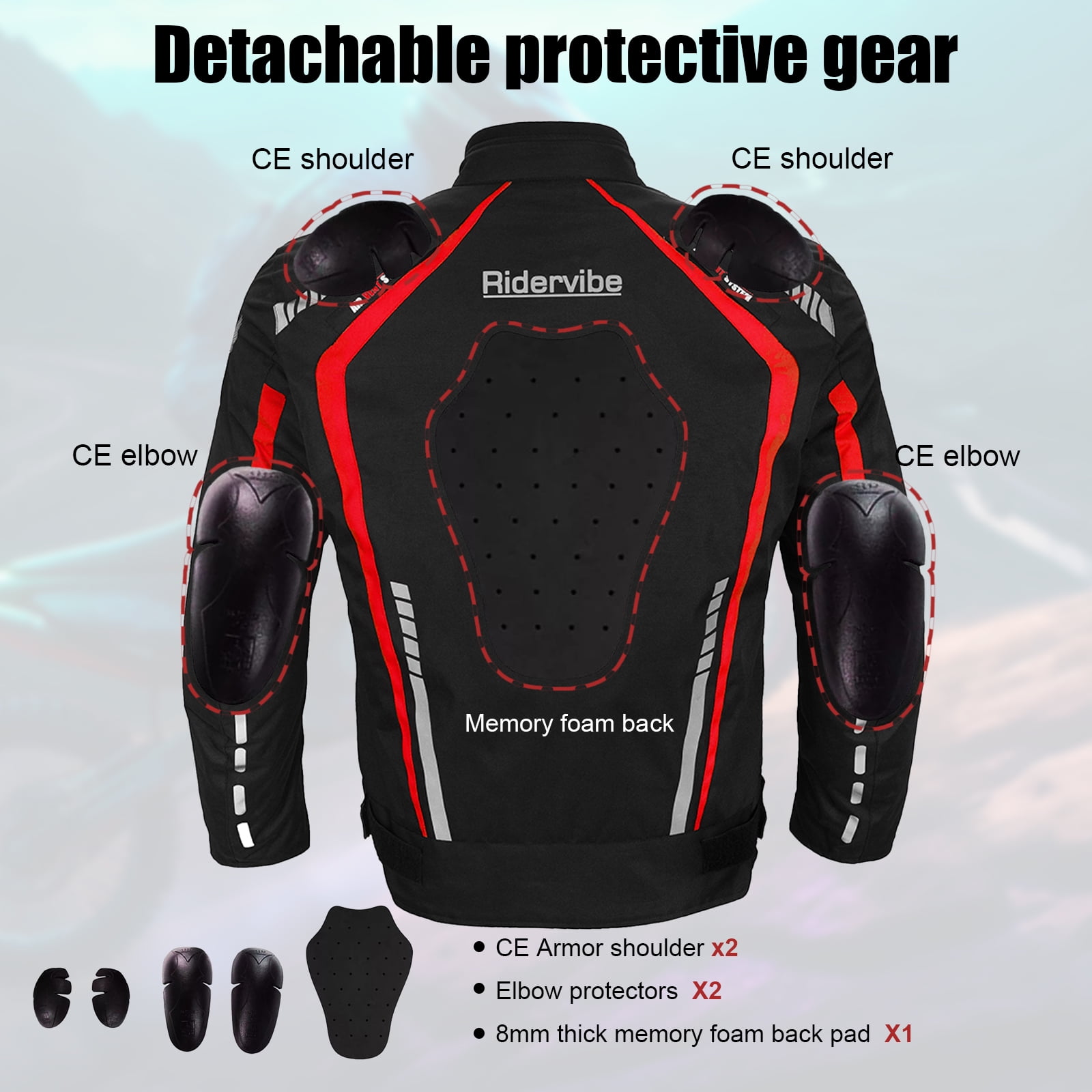 Dream Apparel Men's All-season Motorcycle Jacket for Enduro Dualsport Riding with 600 D polyester, Armor Foam Padding, Visibility