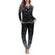 thumbnail image 1 of Ropa de dormir de manga larga con patrón navideño para mujer, Conjunto de pijama versátil de dos piezas, Jersey informal, ropa de dormir femenina, envío directo, 1 of 4