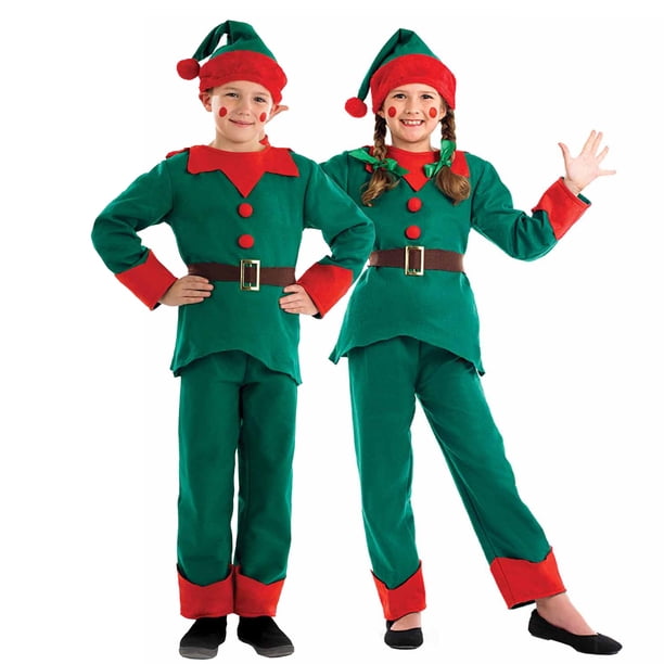Fun Shack Disfraz de elfo para niños y niñas, disfraz de elfo festivo para niños, disfraz de elfo festivo, talla grande