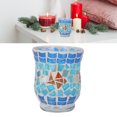 thumbnail image 1 of Mosaic Candle Holder, Blue Glass Candle Holder Fine Workmanship  For Home, 1 of 8