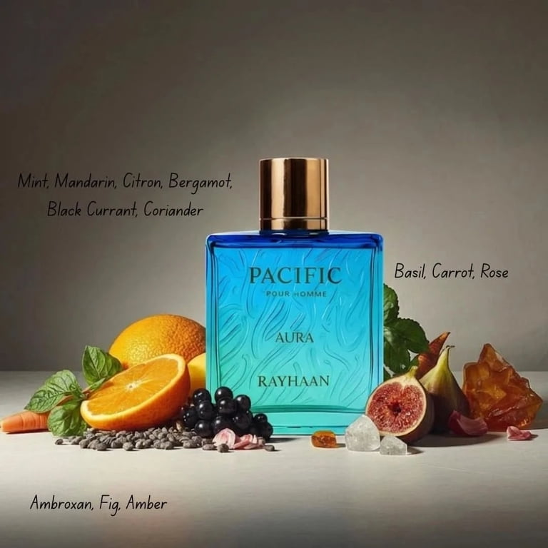 RAYHAAN Pacific Aura Eau De Parfum Spray for Men, 3.4 oz / 100ml