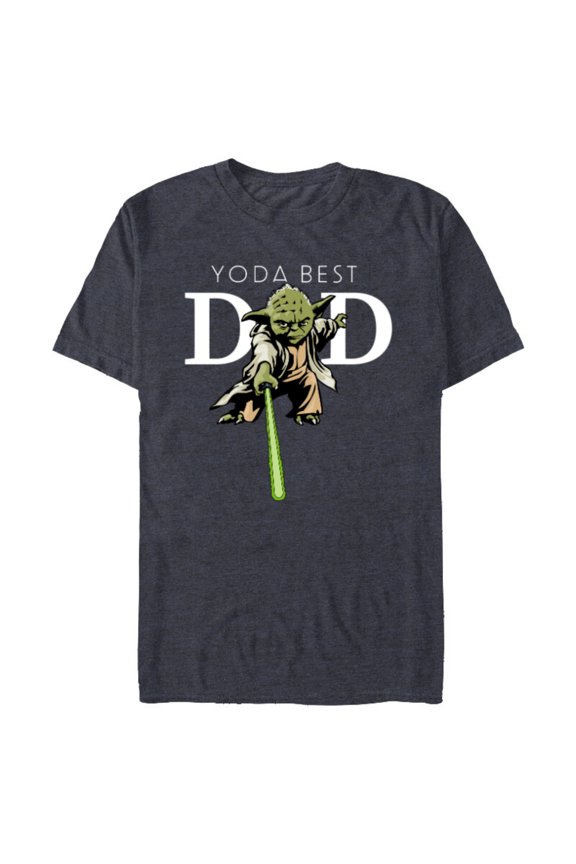Yoda Lightsaber Best Dad Father's Day - Short Sleeve Blended T-Shirt for Adults - Customized-Navy Heather