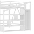 thumbnail image 6 of Bellemave Queen Size Loft Bed with Stairs and Wardrobe, Metal Gaming Loft Bed Frame with Charging Station & LED Light, Heavy-Duty Loft Beds with Beside Shelf for Teens Adults (White), 6 of 7