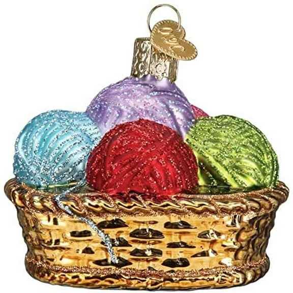 Old World Christmas Basket of Yarn Glass Blown Ornament for Christmas Tree