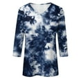 thumbnail image 4 of kytmyeq Women’s Fashion Everyday Everything Casual V-neck Seven-point Sleeve Printed T-shirt Top, 4 of 6