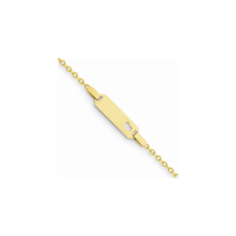 14K Yellow Gold Childs Heart ID Bracelet