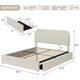 thumbnail image 2 of Ivory blanca queen marco de cama con almacenamiento cabecero 2 cajones bouclé forrado platform y estante de libros no necesita colchón base easy to assemble, 2 of 9