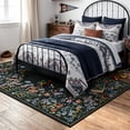 thumbnail image 3 of Wonnitar 4x6 Floral Washable Rug, Black Rugs for Bedroom, Soft Low Pile Living Room Area Rug, Non-Slip Throw Carpet for Dorm Office, 3 of 11