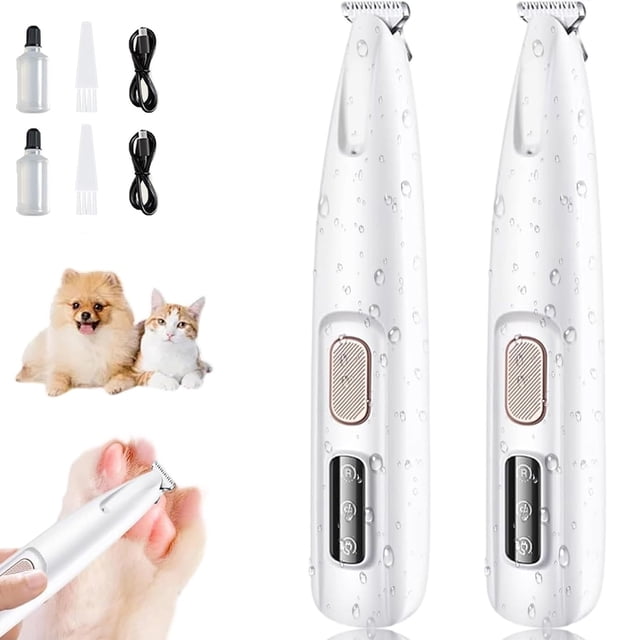 Rechargeable Pet Hair Trimmer for Dogs, Multifunctional, Waterproof Dog Paw Trimmer with LED Light, 50db Low Noise Cordless Dog Hair Trimmer for Paws Eyes Ears Face