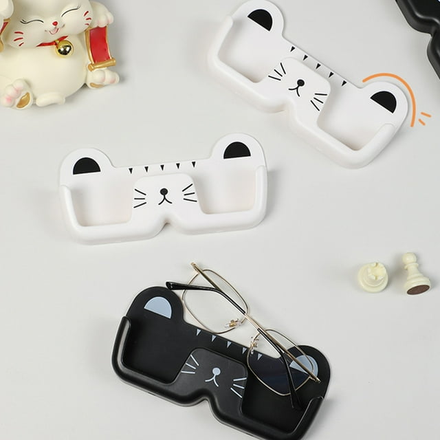 Organizador de gafas montado en la pared con adhesivo - Caja de almacenamiento para gafas de plástico ABS blanco, 17,5x8,5x3 cm, sin instalación de taladro