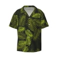 thumbnail image 4 of Uemuo Tropical Palm Leaves Fern Leaf Pattern Cotton Linen Short Sleeve Shirts,Casual Lightweight Button Down Shirts,Vacation Beach Summer Tops-X-Large, 4 of 7