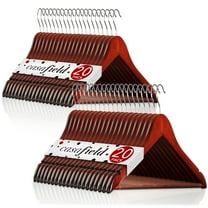 Casafield 40 Wooden Suit Hangers, Cherry - Non-Slip Pant Bar & Swivel Hook