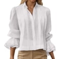 thumbnail image 3 of Women's Dressy Tops Spring Puff Long Sleeve Button Down Solid Color Fashion Shirts Work Business Blouses Lapel Collared, 3 of 6