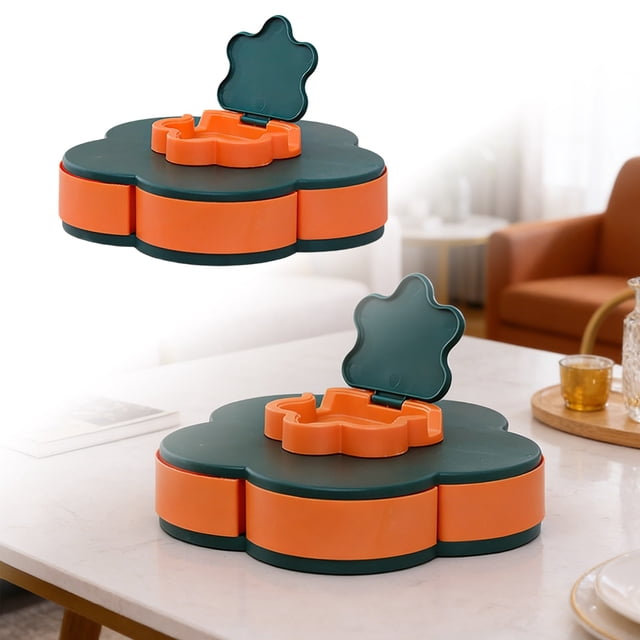 BotaniNest Rotating Snack Platter With Lid Perfect Dip And Serving Tray For Parties Picnics And Travel
