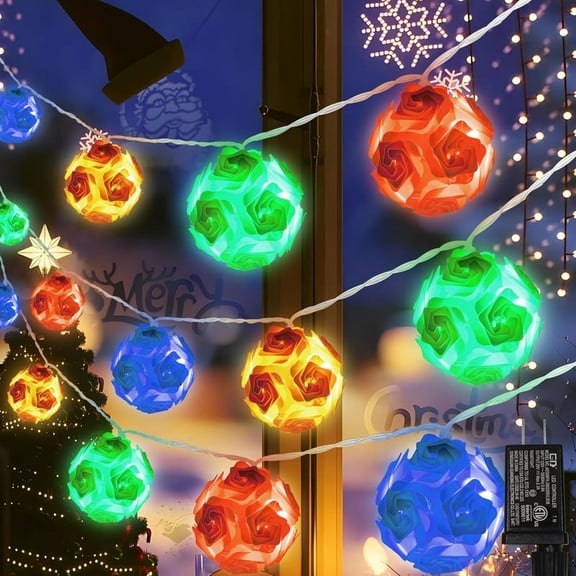 Christmas Ball Ornament Lights,17FT 20 Bulbs Christmas Tree Lights, Indoor or Outdoor Christmas String Lights,Plug in Expandable Wire Lights for Christmas Holiday Party，Multicolor