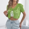 thumbnail image 5 of Cardigan for Women Open Work Crochet Knit V Neck Short Sleeve Front Tie Cropped Bolero Shrug Lightweight Breathable Summer Layering Top, 5 of 8